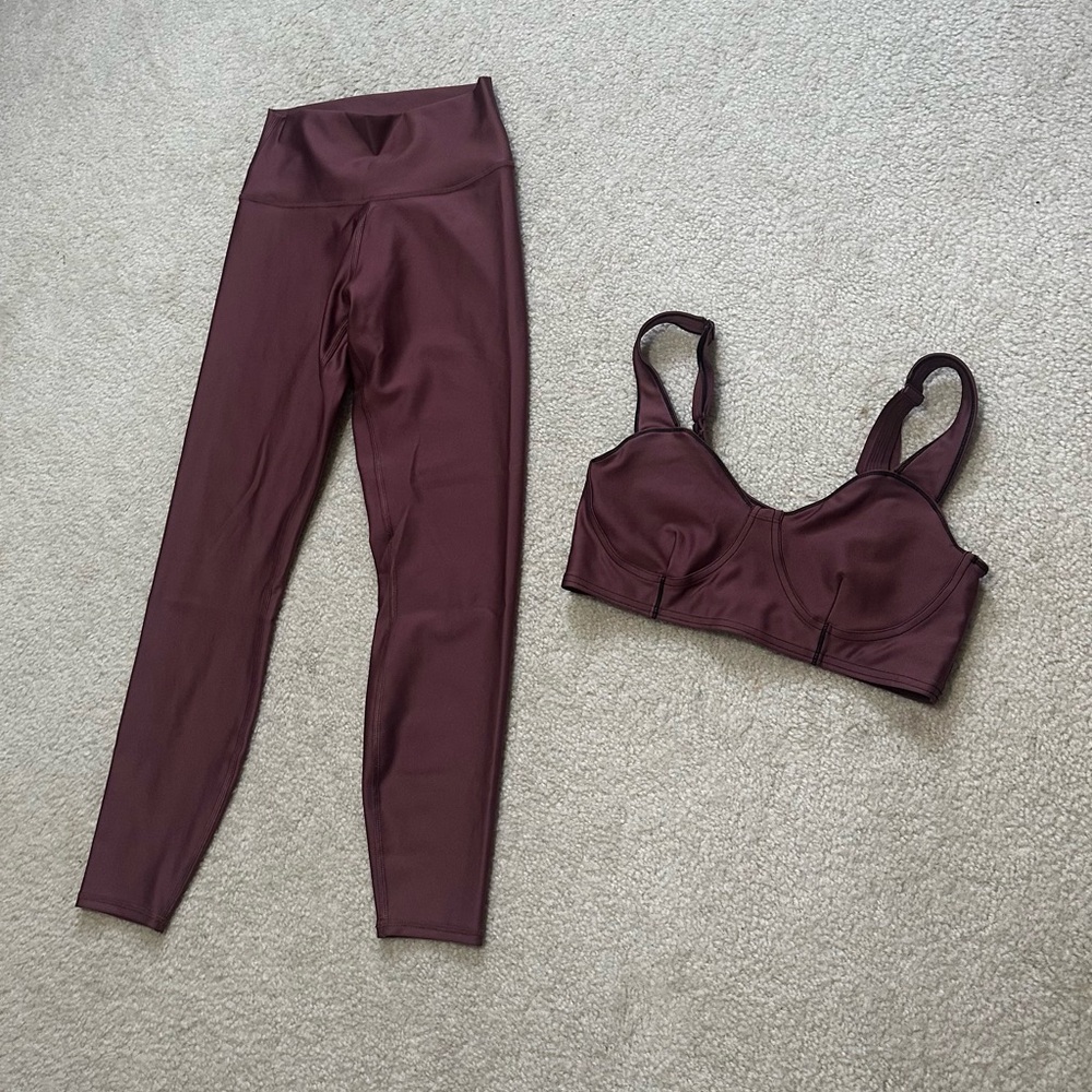 ALO Yoga Burgundy set S/legging M/top